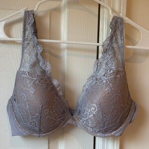 ThirdLove Lace Plunge Underwire Bra in Light Gray